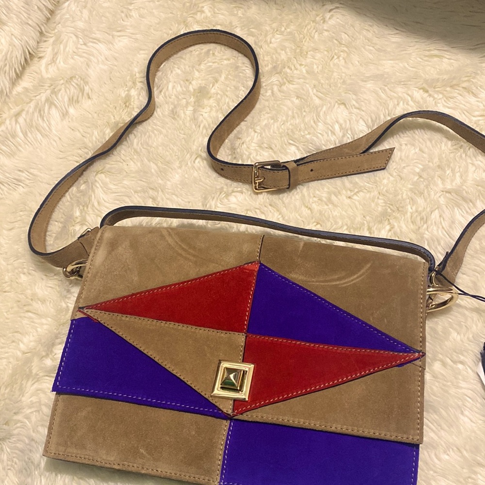 MARINA RINALDI HAND BAG / red violet color/material suede